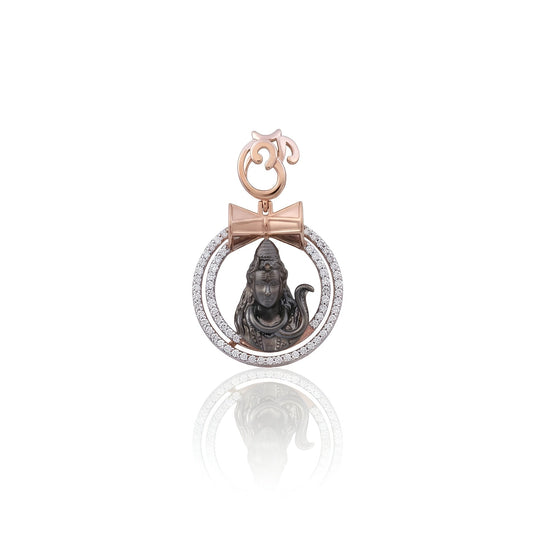 Divine Lord Shiva Men Pendant with Sparkling American Diamonds – Rose Gold & Antique Finish