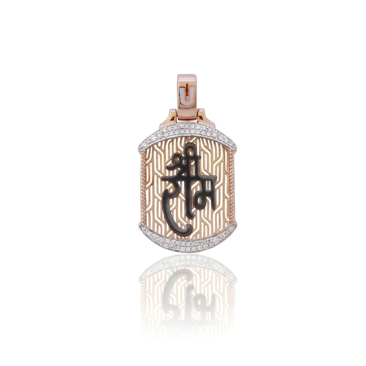 Shree Ram Religious Men Pendant with American Diamonds – Rose Gold Finish