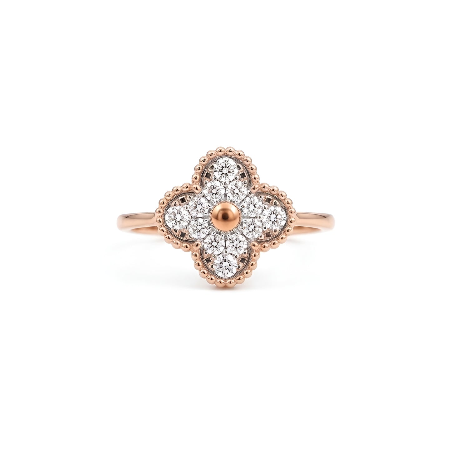 Elegant Rose Gold Flower Ring with Lab-Grown Diamonds – Delicate & Ethical Beauty