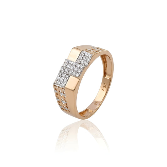 Tunning Men's Rose Gold Moissanite Ring – Elegant Link Design