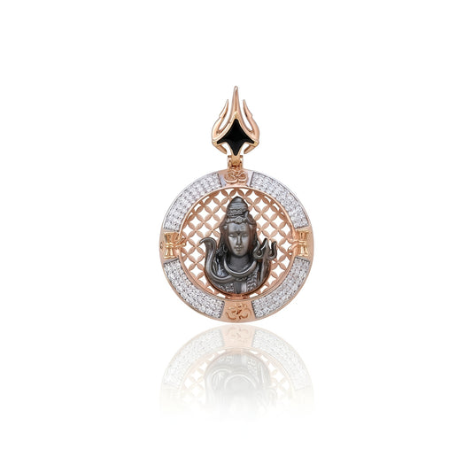 Lord Shiva Men Pendant with American Diamonds – Round Rose Gold Designer Spiritual Jewelry