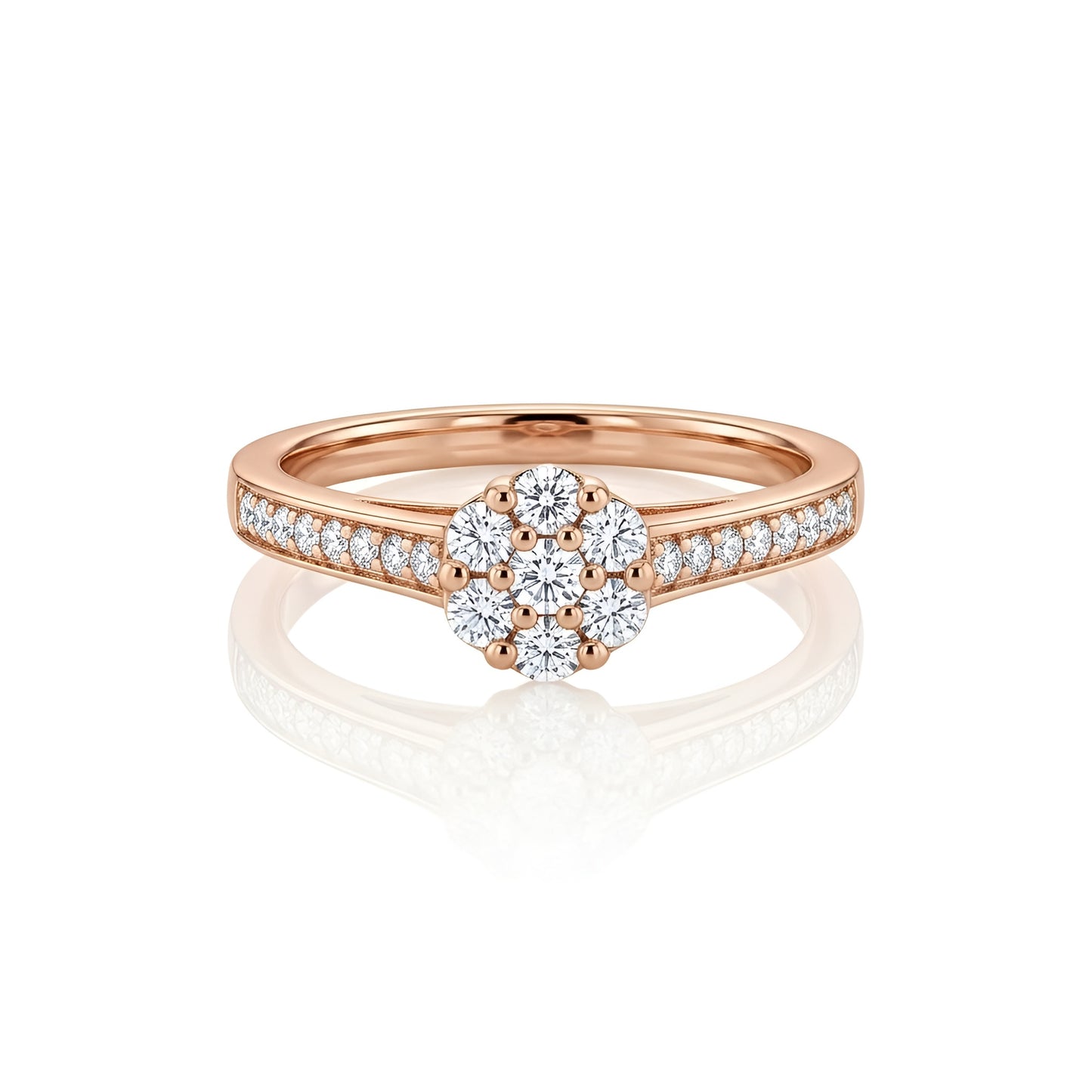 Stunning Rose Gold Engagement Ring with Lab-Grown Diamonds – Elegant Cluster Design