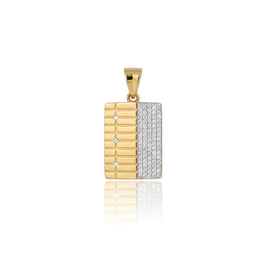 Stunning Rectangular Gold Men Pendant with American Diamonds