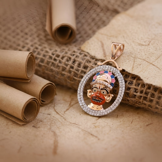 Traditional Gold-Toned Hanumanji Pendant with American Diamond
