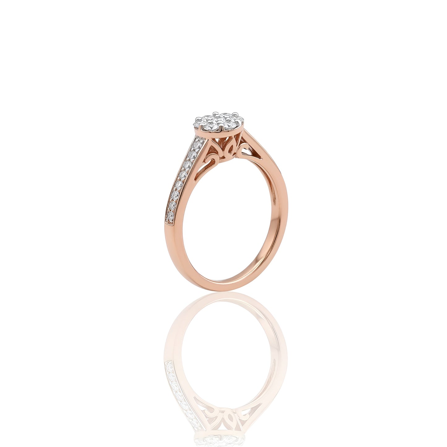 Stunning Rose Gold Engagement Ring with Lab-Grown Diamonds – Elegant Cluster Design