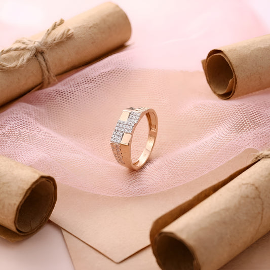Tunning Men's Rose Gold Moissanite Ring – Elegant Link Design