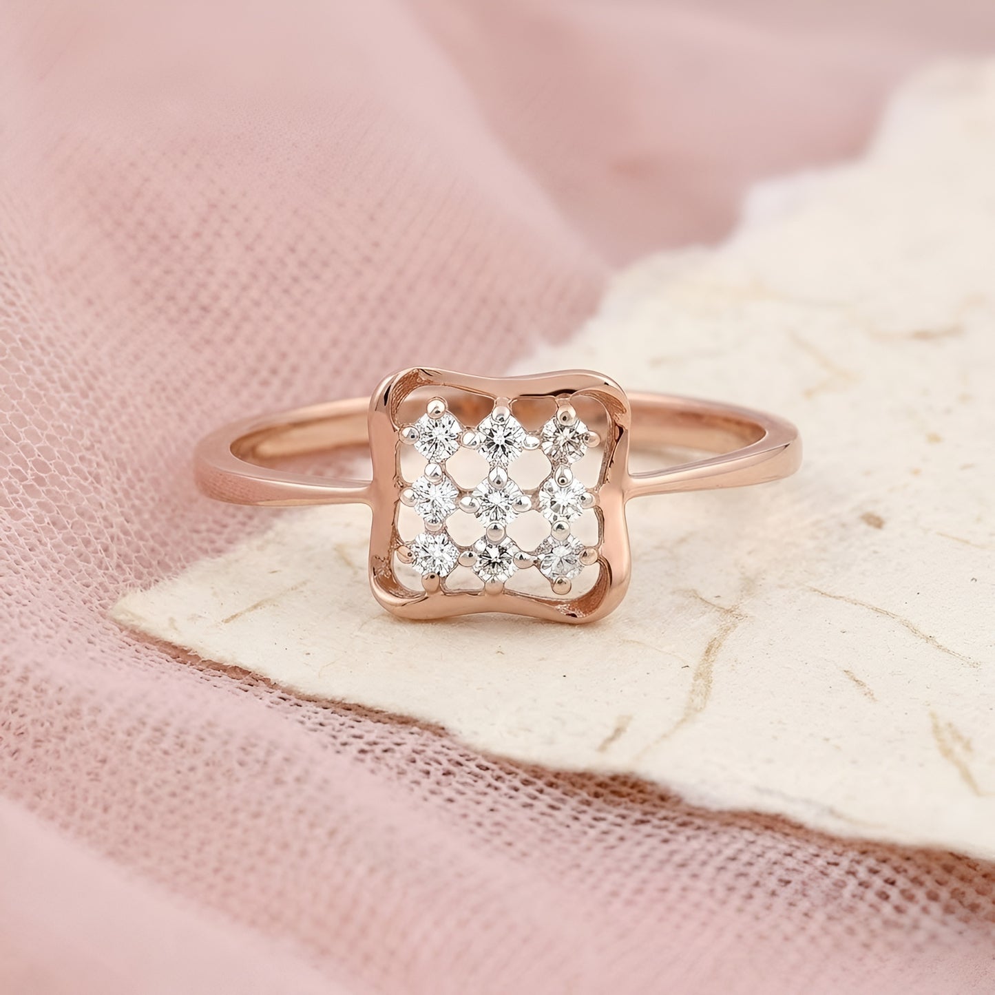 Elegant Lab-Grown Diamond Cushion Square Ladies Ring – Rose Gold Finish