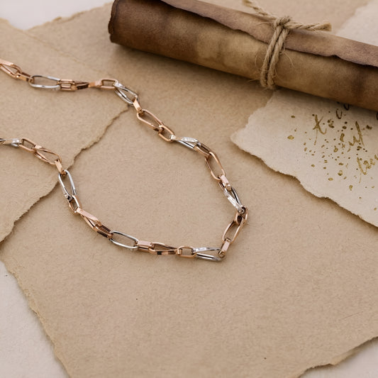 Elegant 18K Rose Gold Chain Necklace – Modern Link Design
