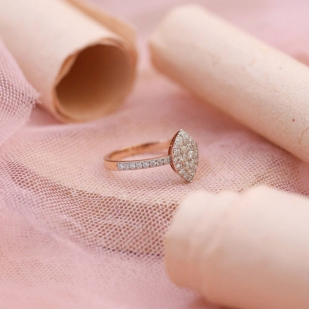 Elegant Marquise Cluster Ladies Ring with Lab-Grown Diamonds