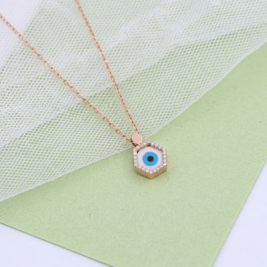 Exquisite Hexagonal Pendant Necklace with American Diamonds – A Timeless Piece by Nakrani Gold