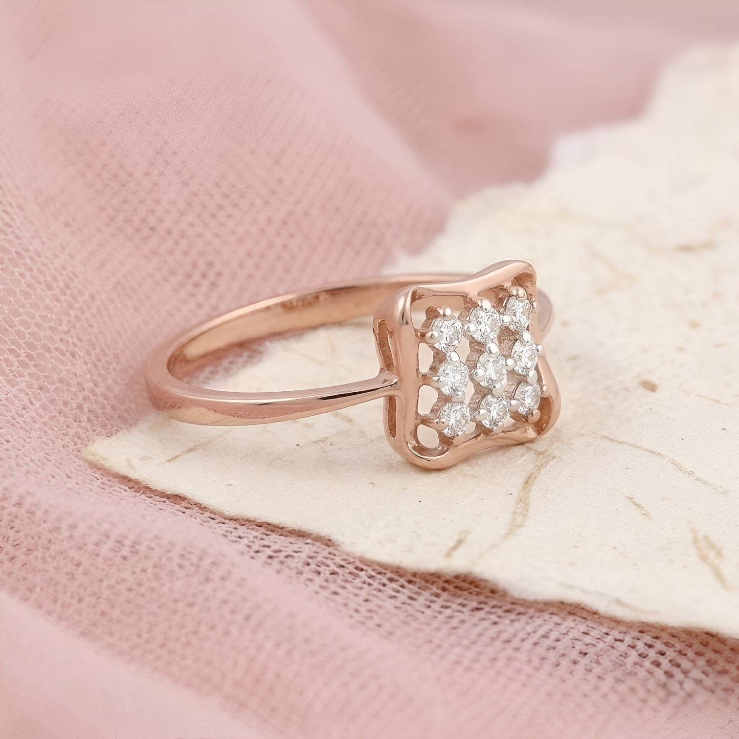 Elegant Lab-Grown Diamond Cushion Square Ladies Ring – Rose Gold Finish
