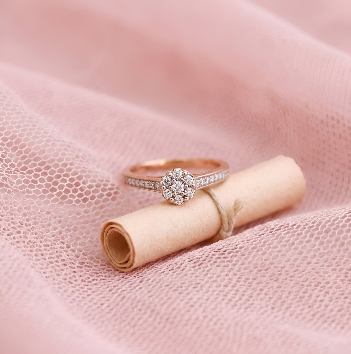 Stunning Rose Gold Engagement Ring with Lab-Grown Diamonds – Elegant Cluster Design