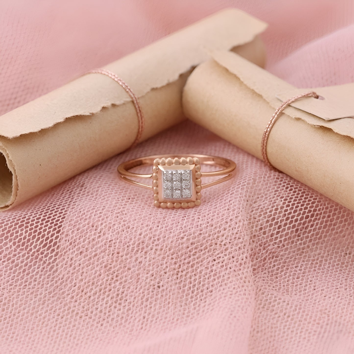 Square Halo American Diamond Ring