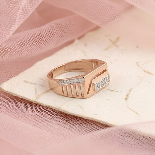 Men's Moissanite Diamond Ring – Modern V-Shape Design