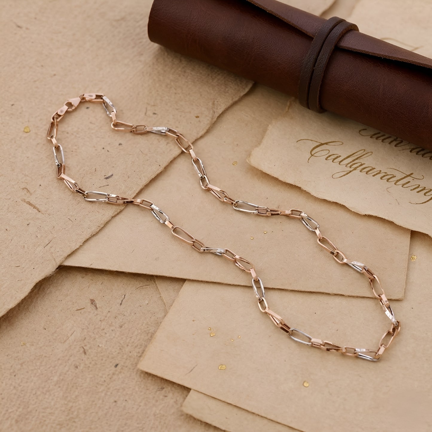 Elegant 18K Rose Gold Chain Necklace – Modern Link Design