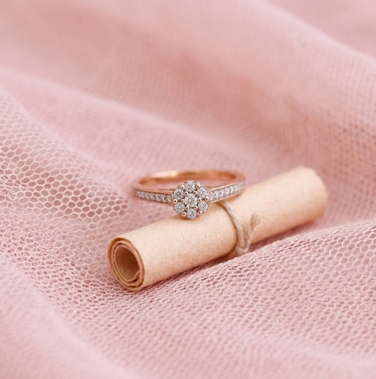 Stunning Rose Gold Engagement Ring with Lab-Grown Diamonds – Elegant Cluster Design