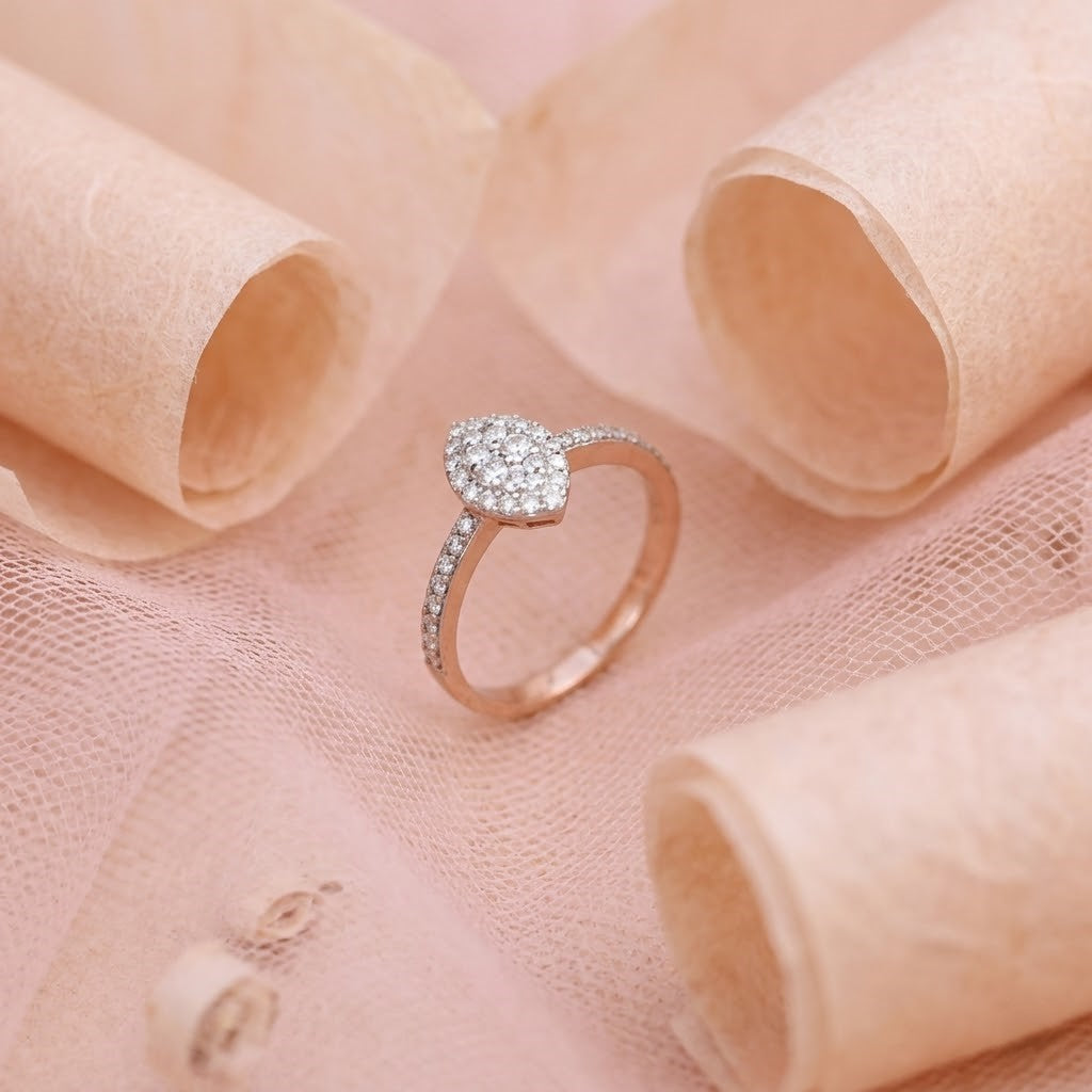 Elegant Marquise Cluster Ladies Ring with Lab-Grown Diamonds