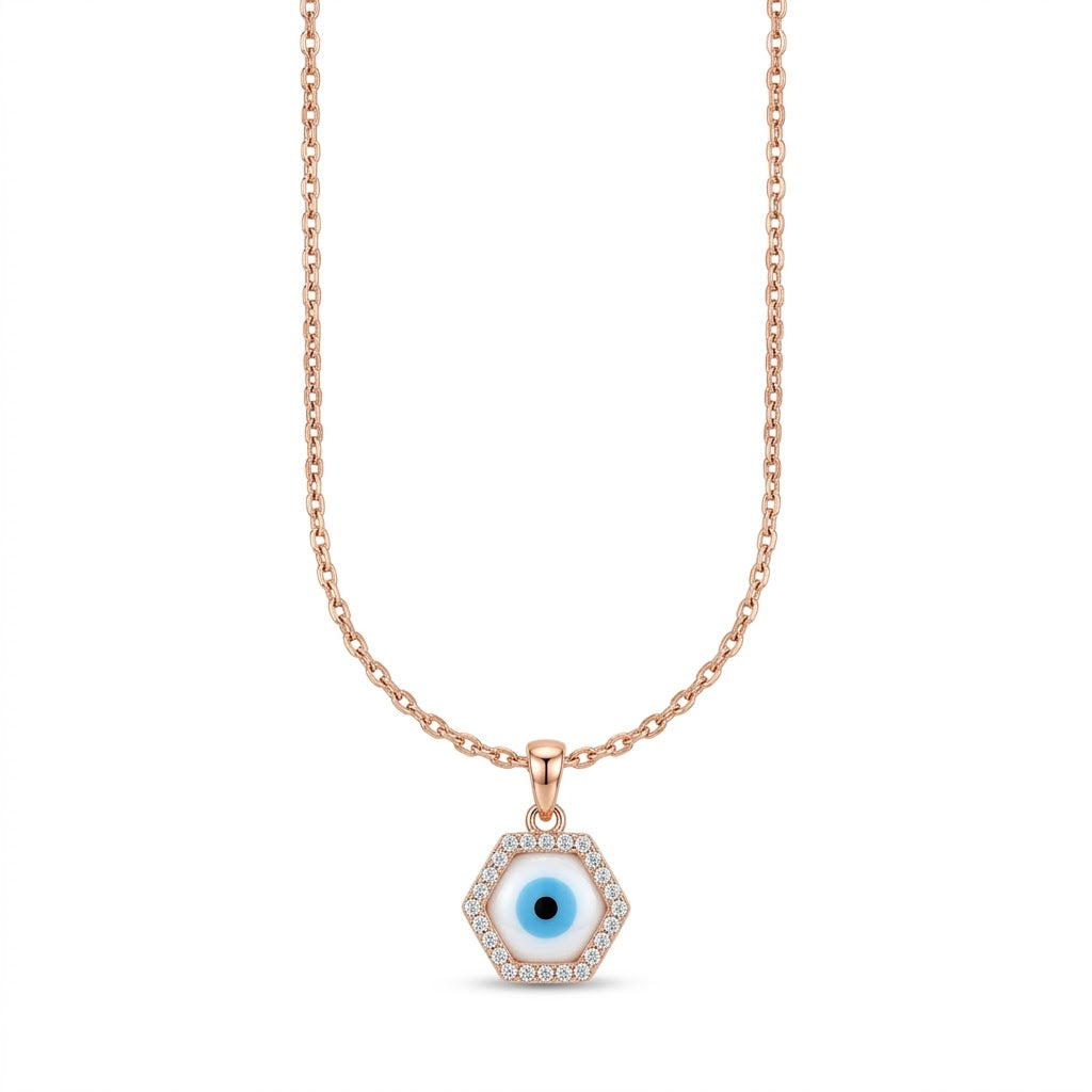 Exquisite Hexagonal Pendant Necklace with American Diamonds – A Timeless Piece by Nakrani Gold