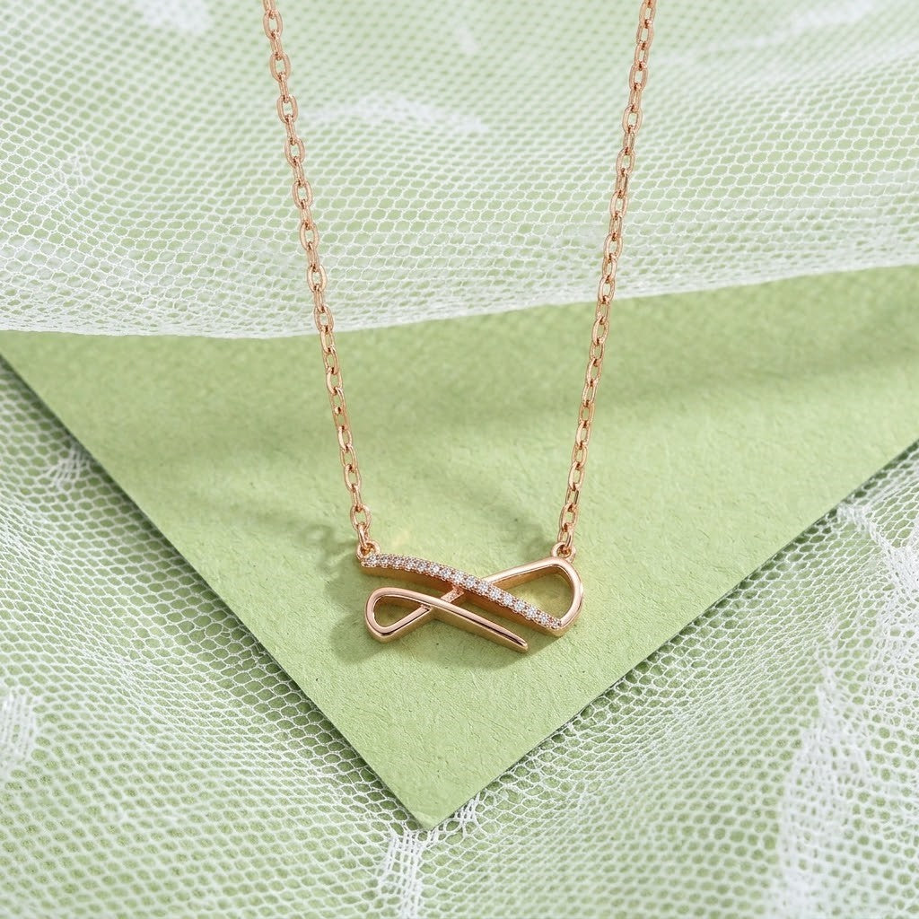 Elegant ROSE Gold Necklace with Diamonds