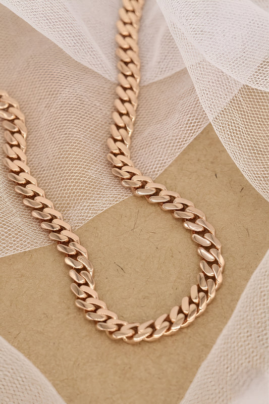 Luxurious Rose Gold Cuban Link Bracelet with Signature Diamond Lock