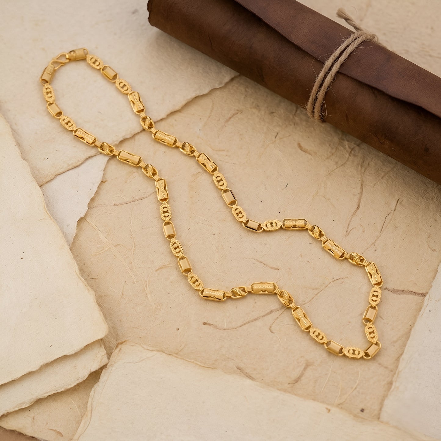 22KT 916 Yellow Gold Chain Necklace – Elegant Traditional Design – Authentic