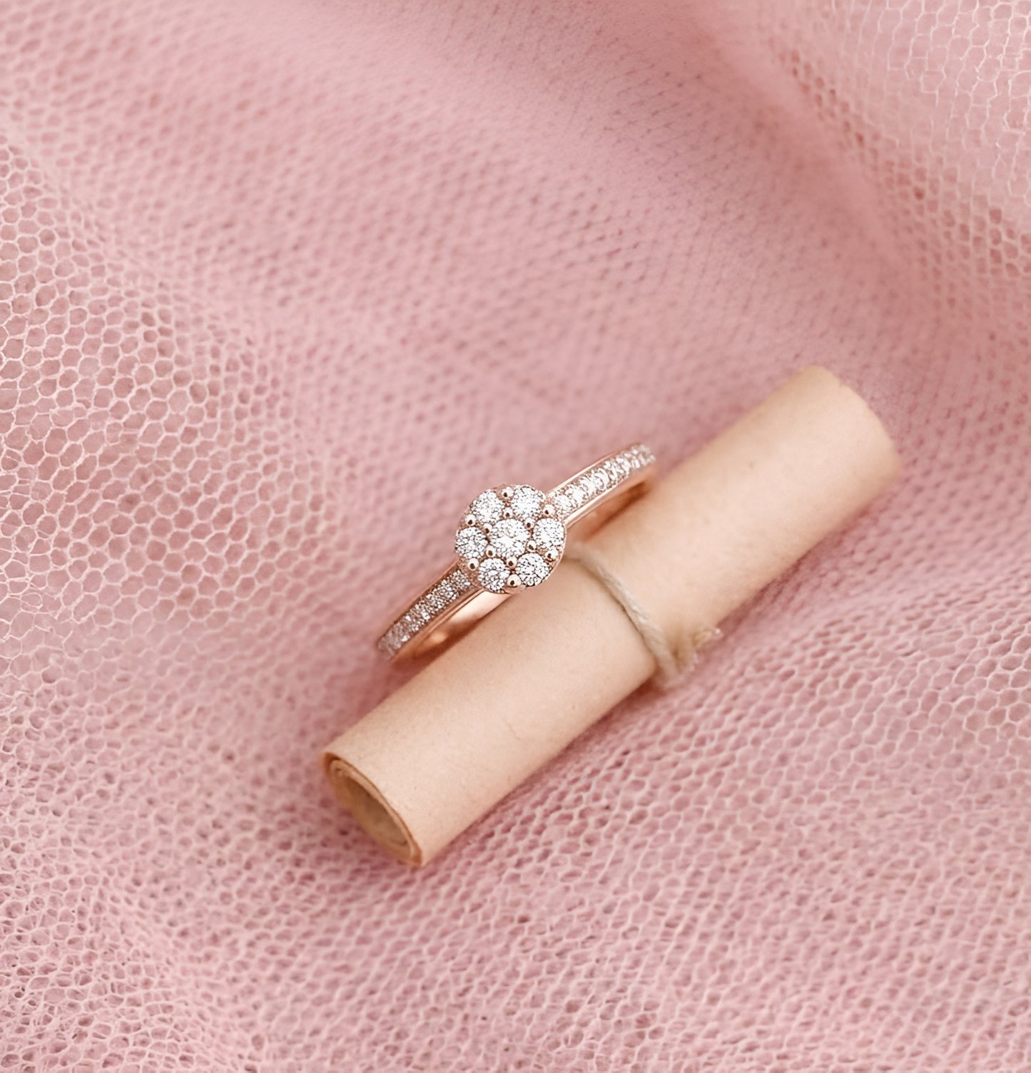 Stunning Rose Gold Engagement Ring with Lab-Grown Diamonds – Elegant Cluster Design