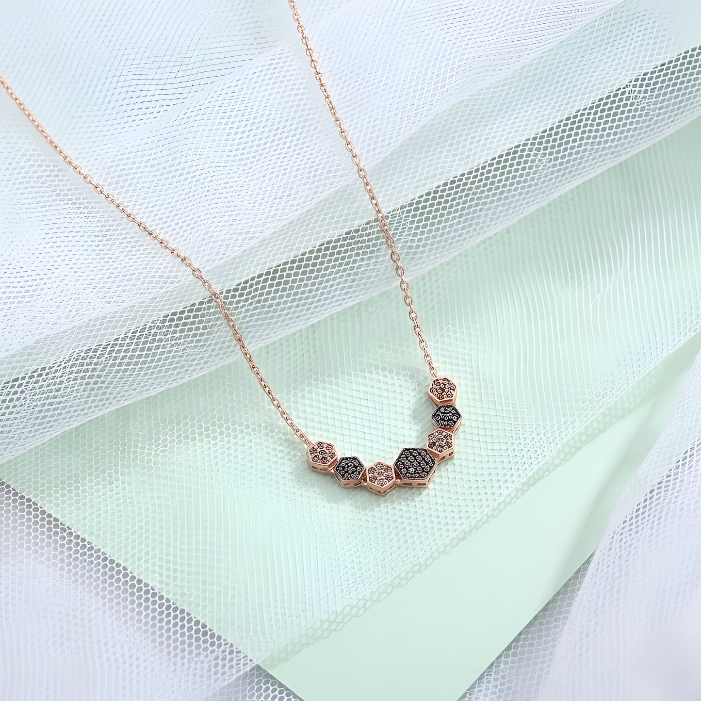 Elegant Hexagonal Pendant Necklace with American Diamonds – Exclusively by Nakrani Gold
