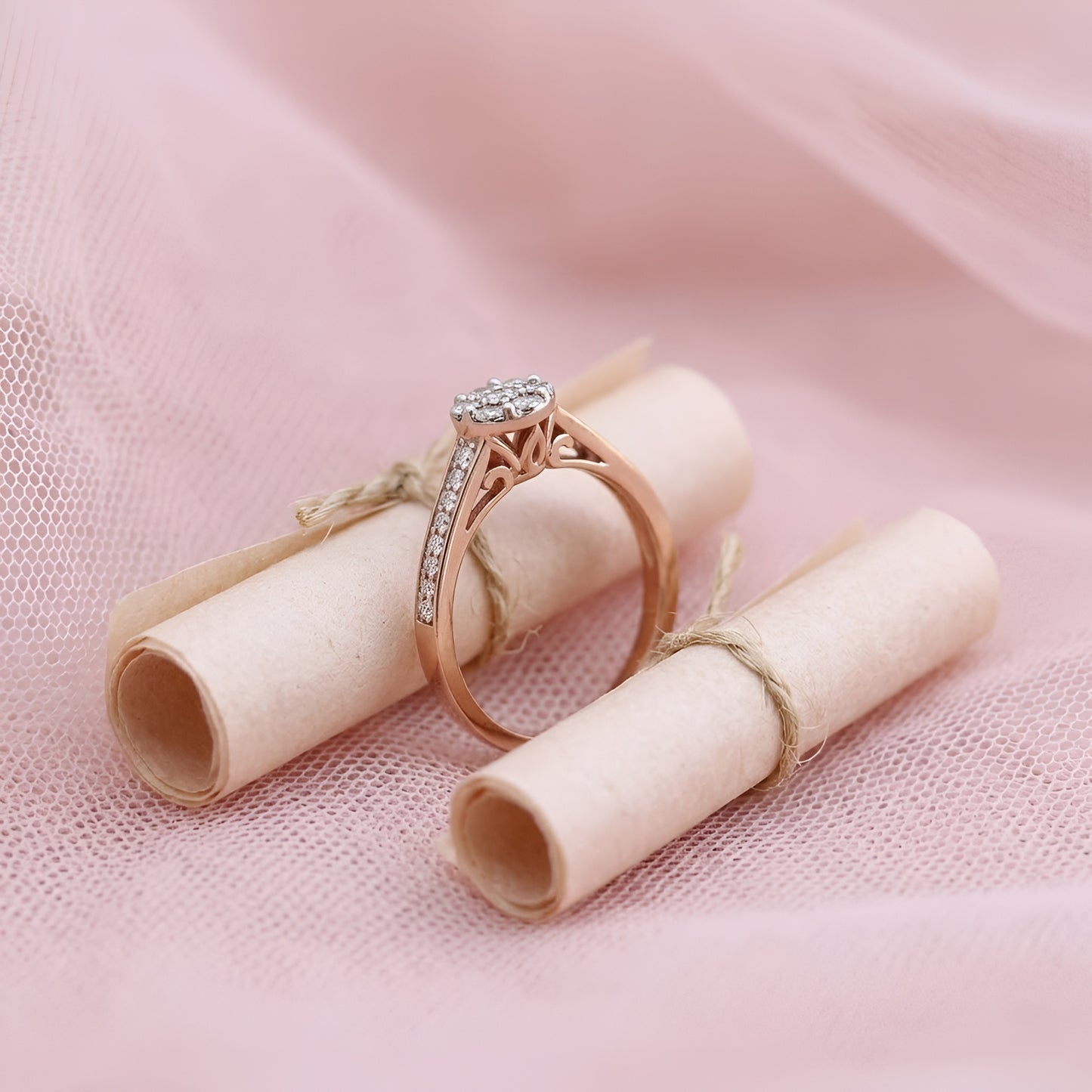 Stunning Rose Gold Engagement Ring with Lab-Grown Diamonds – Elegant Cluster Design