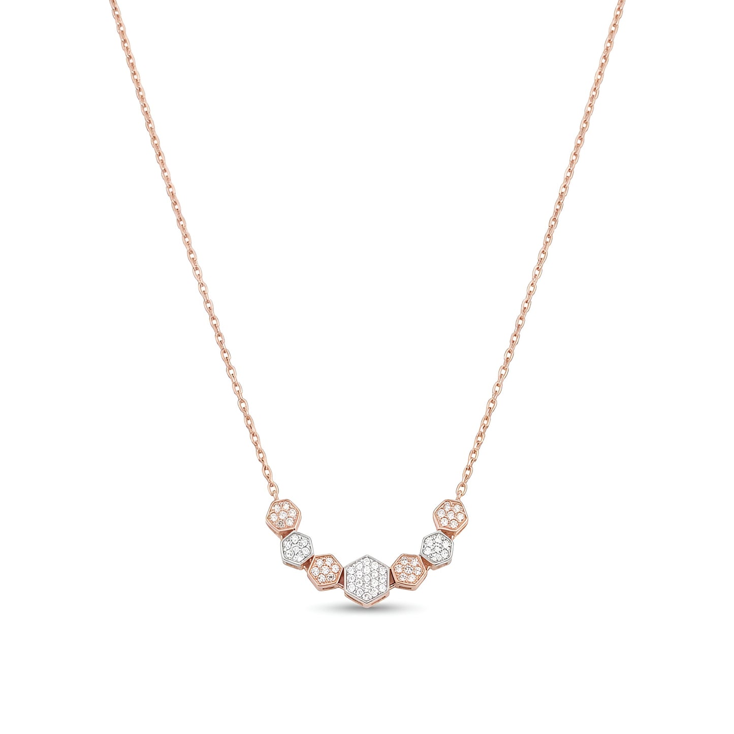 Elegant Hexagonal Pendant Necklace with American Diamonds – Exclusively by Nakrani Gold
