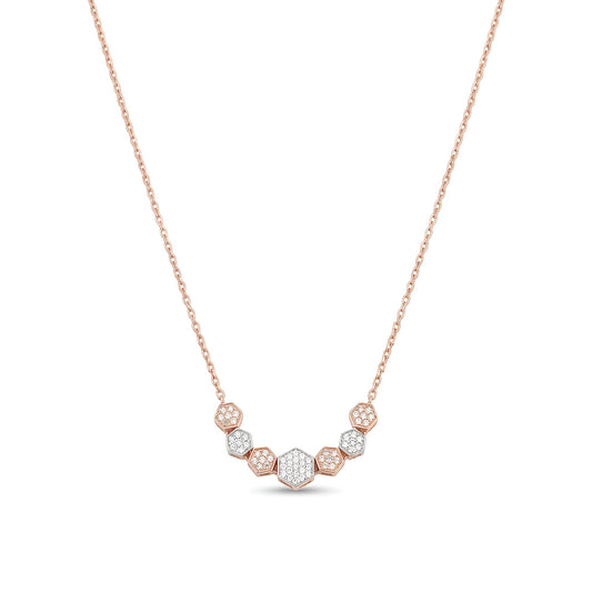 Elegant Hexagonal Pendant Necklace with American Diamonds – Exclusively by Nakrani Gold