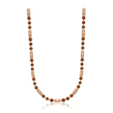 Exquisite Rose Gold Rudraksha Necklace with Intricate Filigree Cylinders