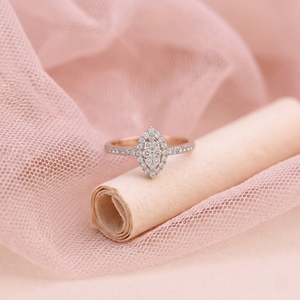 Elegant Marquise Cluster Ladies Ring with Lab-Grown Diamonds